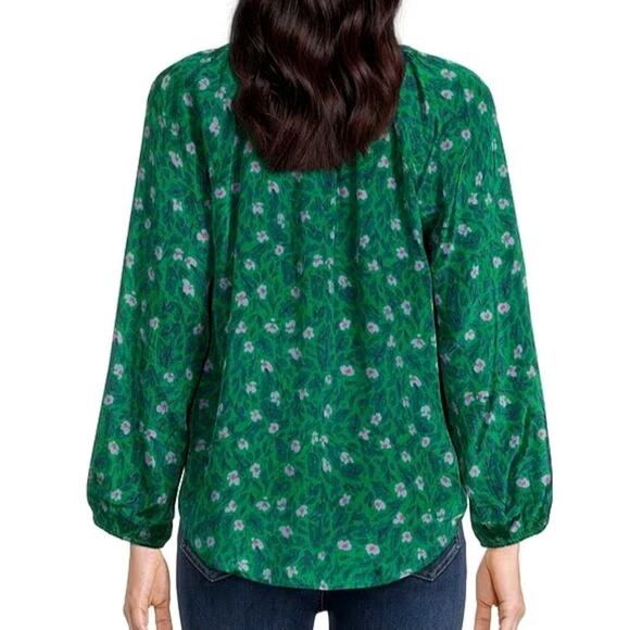 Roller Rabbit Emerald Green Purple Cello Lucy Blouse Top XS - Picture 2 of 7